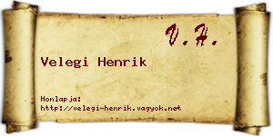 Velegi Henrik névjegykártya